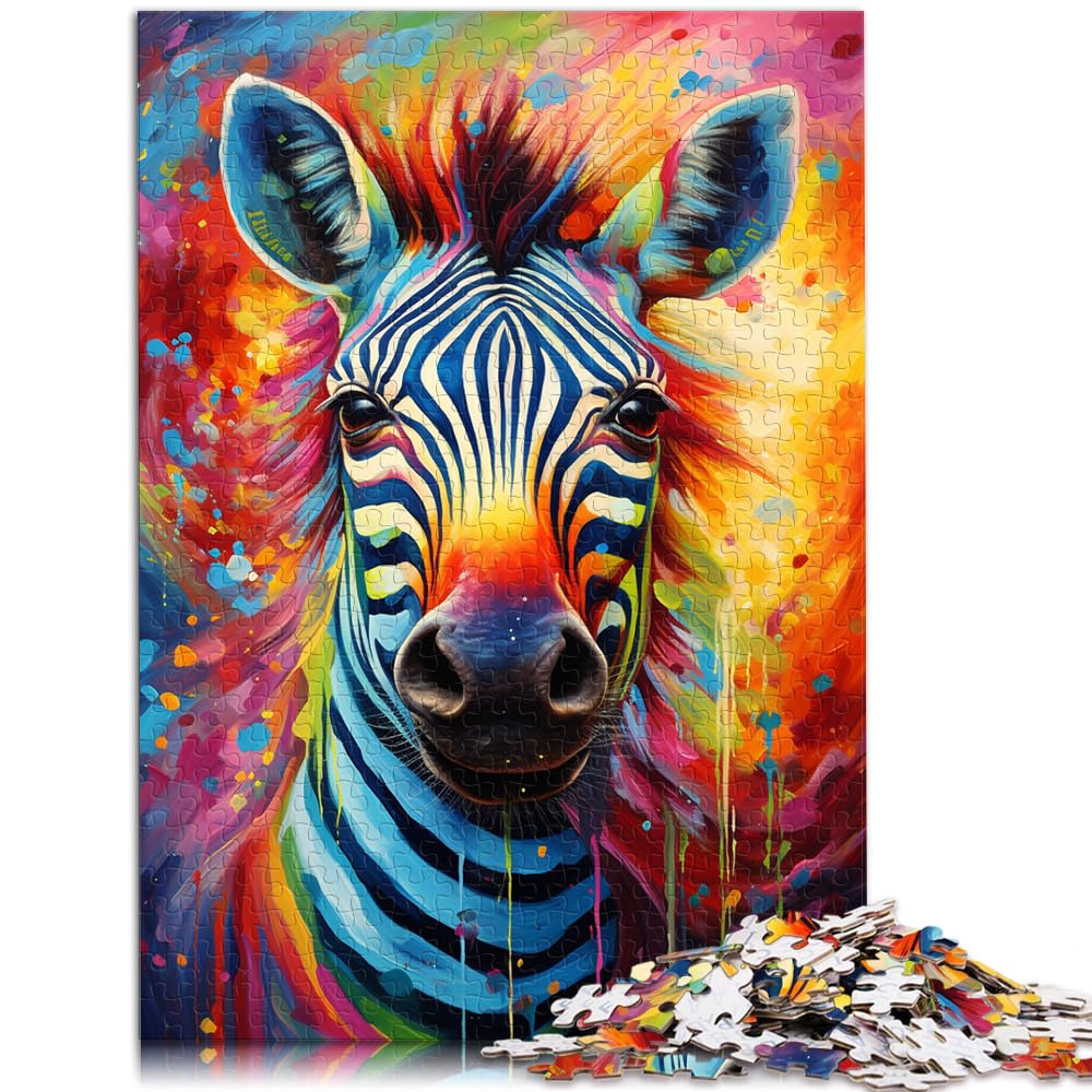 Puzzle für farbenfrohes psychedelisches Tierzebra, 1000 große Teile, Puzzle für Erwachsene, Holzpuzzle, anspruchsvolles, schwieriges Puzzle, 1000 Teile (50 x 75 cm)