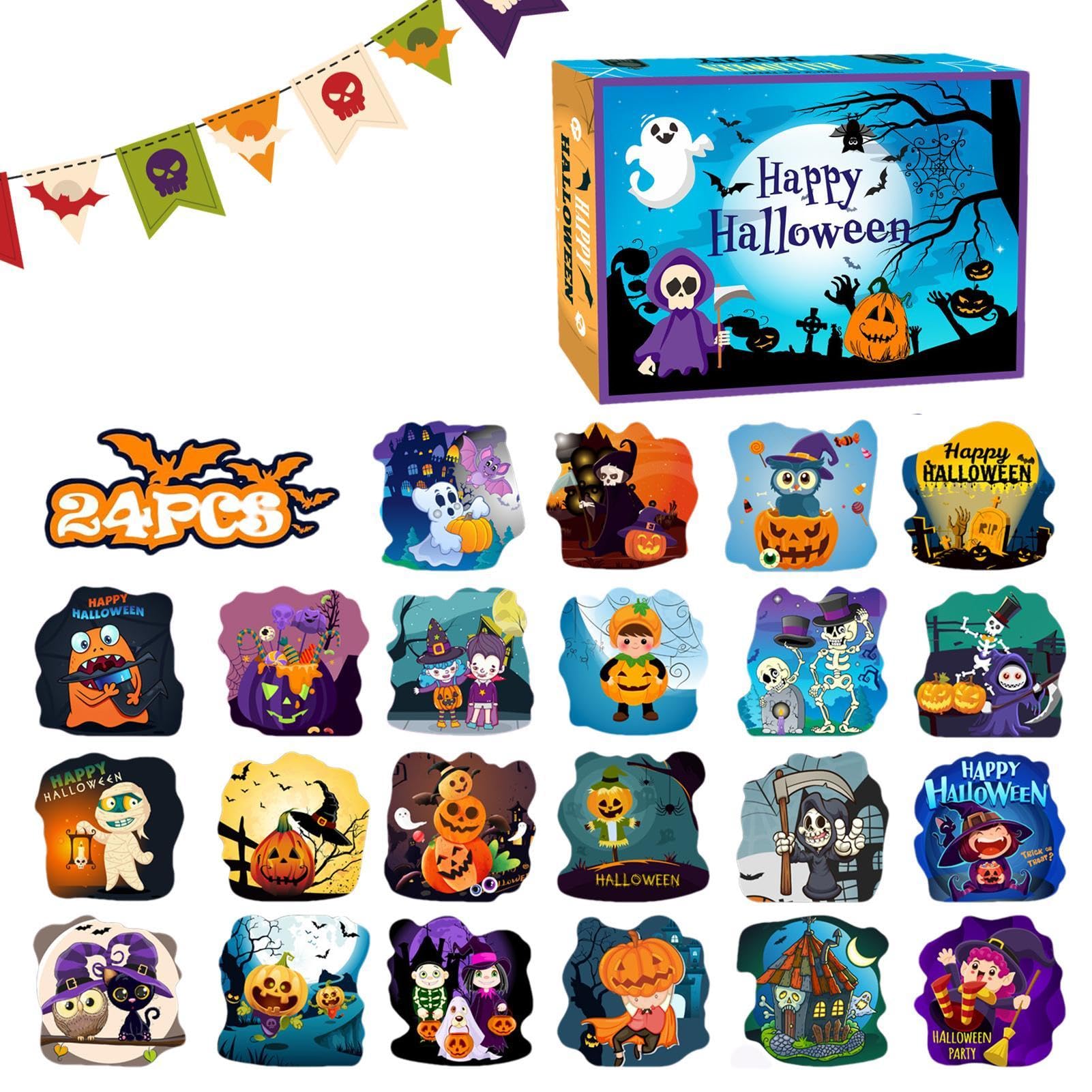 Weppduk Halloween-Puzzles, Halloween-Countdown-Kalender - Spielzeug Countdown-Kalender Puzzles - Lustiges -Hexe-Geist-Puzzle für die Feinmotorik