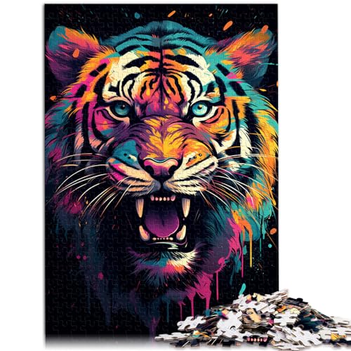 Puzzle, Lernspiele, Sternenhimmel-Malerei, Tiger, 1000-teiliges Puzzle, Holzpuzzle mit vollständig ineinander greifenden und zufällig geformten Teilen, 1000 Stück (50 x 75 cm)