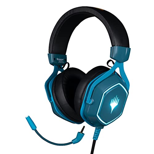 Konix Magic The Gathering Universal-Gaming-Headset, kabelgebunden, 50 mm Lautsprecher, integriertes abnehmbares Mikrofon, USB-Kabel, 2 m, Blau