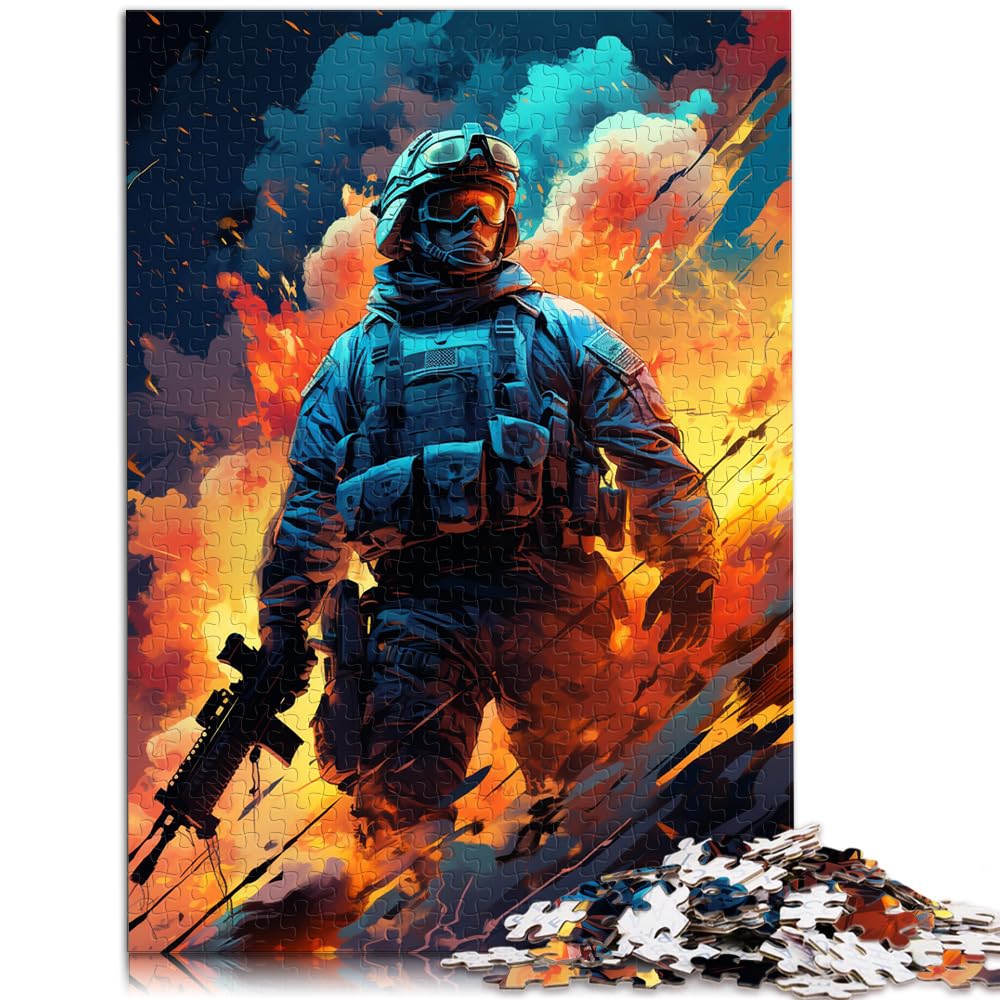 Puzzle zum Verschenken, farbenfrohe Psychedelia von Soldier Synthwave für Erwachsene, 1000 Teile, Puzzle-Geschenke, Holzpuzzle, Familiendekoration, 1000 Teile (50 x 75 cm)