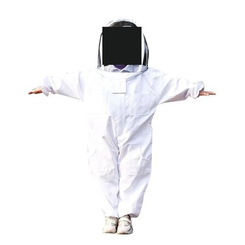 Imkerei Kinder Anti-Bienen-Anzug Atmungsaktiver Anzug for Kinder Bienenzucht Praxis Kinder Bienenzucht Kleidung Bienenanzug Ausrüstung für Bienenfarmen(White,Medium)