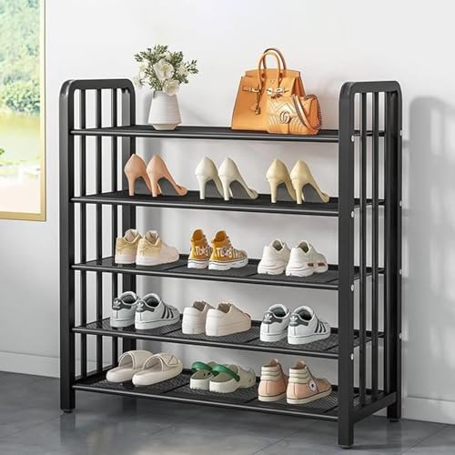 Gvqng Schuhregal, Schuhregal Aus Metall, Schuhregal FüR Den Flur, Multifunktional Schlankes Kleines Schuhregal, Stabil Und Langlebig, FüR Wohnzimmer,Badezimmer Und Flur,Schwarz,60 * 28.5 * 88cm