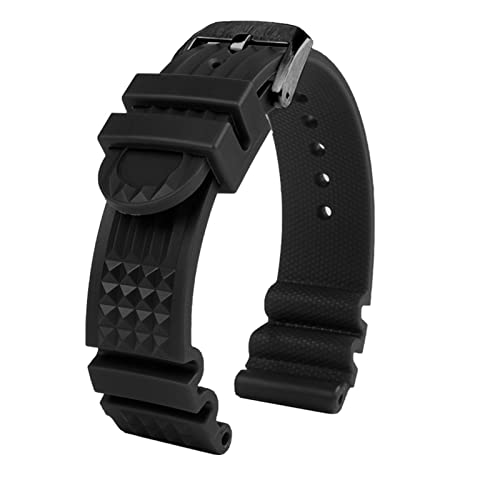 MINGSHAN 20mm 22mm Silikon Watch Strap Herren Sporttauchen Wasserdichte Gummi Handgelenk Band Armband Zubehör Kompatibel mit Seiko Watch kompatibel mit Bürger(Color:Black02,Size:22mm)