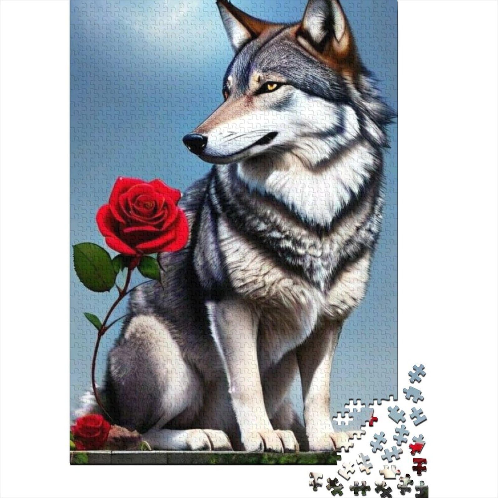 Puzzle für Erwachsene, Fantasy Strange Wolf, 500 Teile, Puzzle aus Holz, Puzzle für Erwachsene, Teenager ab 12 Jahren, Lernspiel, Größe: 52 x 38 cm