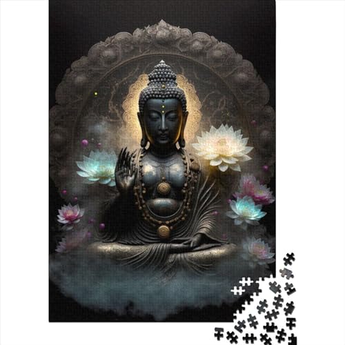 Kunstpuzzle für Erwachsene, 1000 Teile, Buddha, lustige Puzzles für Erwachsene, 1000 Teile, großes Holzpuzzle für Erwachsene (Größe 29,53 x 19,69 Zoll)