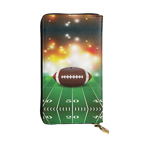 DMORJ American Football Ball On Grass Sport Leder Lange Clutch Geldbörse: 19 x 10 cm Bequem Leicht Wasserdicht Langlebig Schönes Geschenk, Schwarz, Einheitsgröße, Schwarz , Einheitsgröße