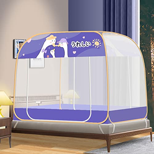 Pop-Up-Moskitonetz-Betthimmel Faltbarer Doppeltür-Moskito-Campingvorhang mit Unterseite Einfach zu installieren für Schlafzimmer im Freien Campingreisen (D,120 * 200 * 165cm)