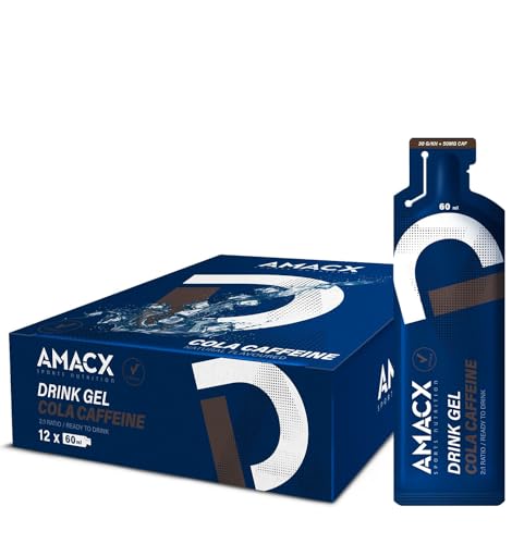 AMACX Energy-Gel mit 30 g Kohlenhydrate - Power-Gel Sport für intensives Training - 200 mg Natrium pro Energie-Gel - Sport-Gel mit Maltodextrin - Sportnahrung mit Koffein - 12er Pack - Cola/Caffeine
