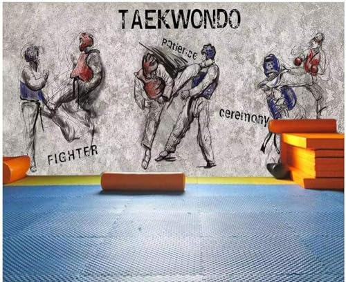 Taekwondo Fitnessstudio Boxen Hintergrund Wushu Fitnessstudio 3D Tapete Poster Restaurant Schlafzimmer Wohnzimmer Sofa TV Dekorative Wand-250cm×170cm