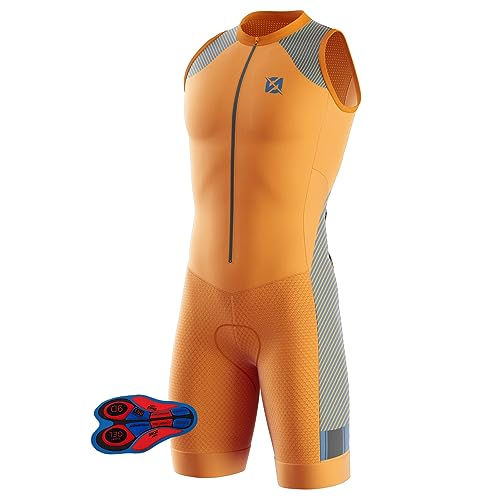 Triathlon Anzug Herren Herren Radsportanzug gepolstert einteilig Trisuit Bike Top Short Trisuit Einteiler für WettkampfGeeignet zum Laufen, Radfahren, Schwimmen (TYP-3,M)