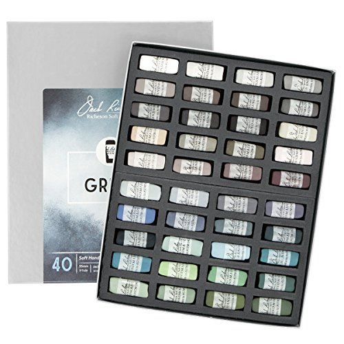 Jack Richeson Hand gerollt Weiche Pastellkreiden Farbe Grau, 40-teiliges Set