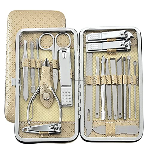 BONAD Zehennagelknipser 19pcs / Set Beschneiden Nagelschneider Zangen Zangen Set Set Single Nail Groove Pedicure Clipper Tool Home Tool Nagelknipser-Set (Color : Khaki)