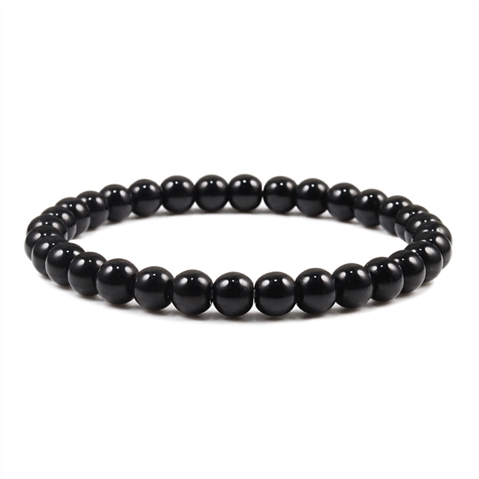 YIHANSS Armband Schwarz Weiß Naturstein Rock Lava Perlen Strang Armband Männer Frauen Rosenkranz Armbänder Meditation Armreifen Yoga Schmuck Geschenk Damenschmuck (Größe: 6mm Hellschwarz)