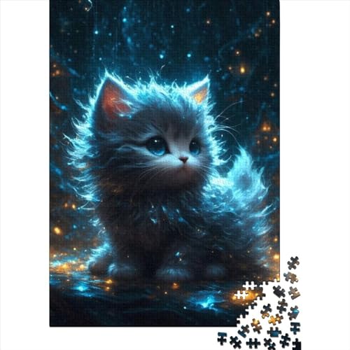 Puzzle für Erwachsene und Jugendliche, 500 Teile, bunte Katzen, Puzzle für Erwachsene, Holzbrett-Puzzle, anspruchsvolles Spiel, Puzzlegröße: 52 x 38 cm