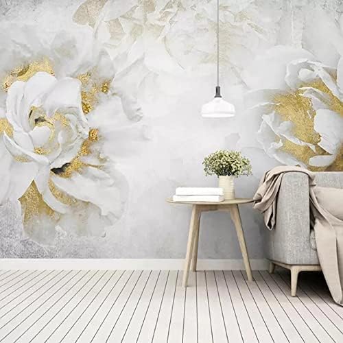 XLMING Geprägte Goldene Rosenblüte Küche Esszimmer Arbeitszimmer Wohnzimmer TV Hintergrund Wand 3D Tapete-300cm×210cm