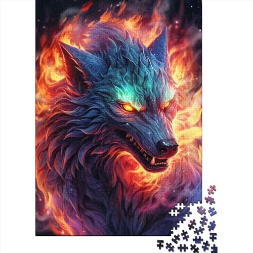 Flammenwolf-Puzzle für Erwachsene und Teenager, 1000 große Teile, Puzzle für Erwachsene, Lernspielzeug, Familienspiele, 75 x 50 cm