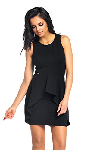 Lemoniade Damen kurzes Sommerkleid Made in EU in elegantem Design und in vielen Farben, Modell 1 Schwarz, Gr. L (40)