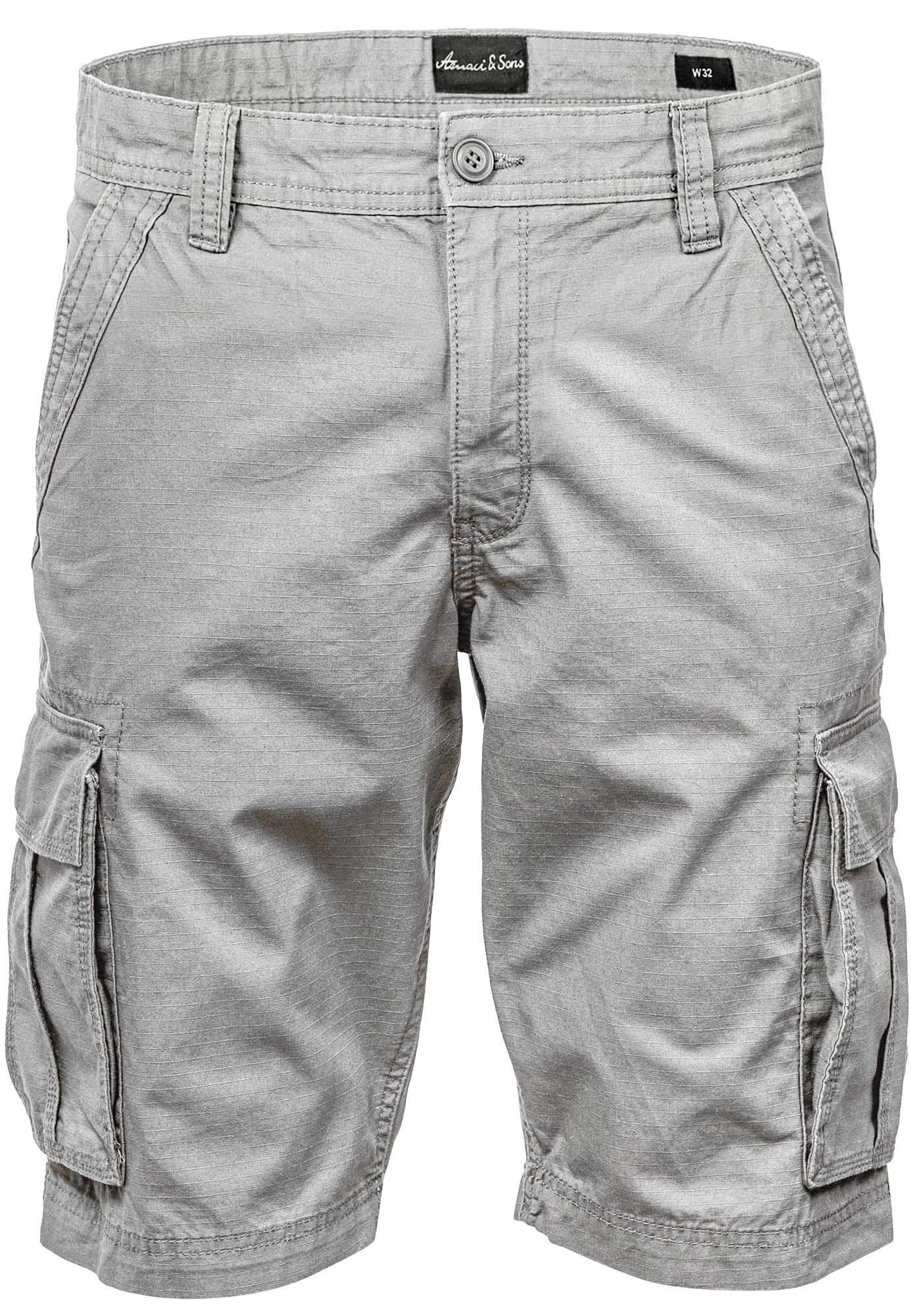 Amaci&Sons Herren Cargoshorts Männer Kurze Bermuda Hose Regular Fit 7027 Hellgrau W29