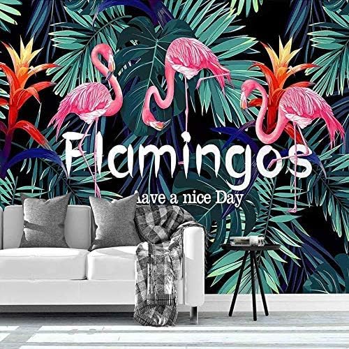 XLMING Tropische Pflanzen Flamingos 3D Tapeten Home Esszimmer Sofa Schlafzimmer Wohnzimmer TV Hintergrund-200cm×140cm