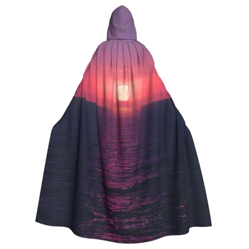 WURTON Bright Moon at Sea Hippie Print Halloween Hooded Cloak Costume for Carnival Theme Party Decora Witch Vampire Costume