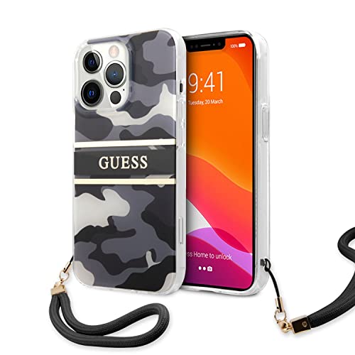 Guess GUHCP13XKCABBK Hülle für iPhone 13 Pro Max 6,7" schwarz Camo Strap Collection, Rot