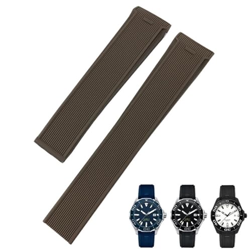 IOTUP 20 mm / 22 mm Gummi-Silikon-Uhrenarmband, passend für Tag Heuer F1 Carrera Aquaracer 300 WAY201A WAY211C Uhrenarmbänder Zubehör, 21.5mm, Achat