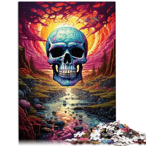 Puzzles für farbenfrohen psychedelischen Höllenschädel. Schwierige, anspruchsvolle Puzzles mit 1000 Teilen aus Holz. Interessante Puzzles zur Stressreduzierung. 1000 Teile (50 x 75 cm).