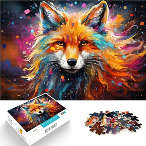 Puzzles für farbenfrohe, psychedelische Polarfuchs-Puzzles für Erwachsene, 1000-teiliges Holzpuzzle zum Stressabbau, zum Zeitvertreib zu Hause, 1000 Teile (50 x 75 cm)