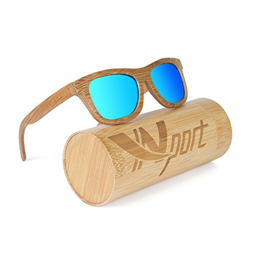 Ynport Bambus-Sonnenbrille für Herren/Damen, klassisches Design, mit Holz beschichtet, Vintage-Stil, Floating Eyewear