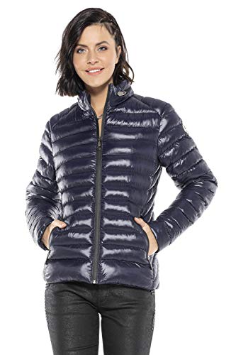 Cipo & Baxx Damen Steppjacke Leicht Glänzend Jacke Outdoor Daunenjacke Dunkelblau XL