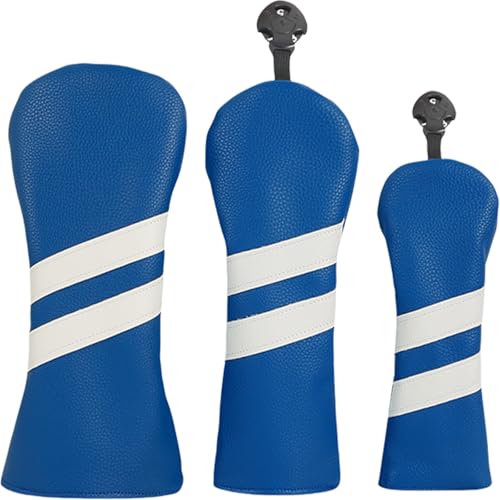 SANRLO 3Pcs Streifen Muster Holz Headcover wasserdichte PU Leder Club Head Ersatz Fahrer Headcover