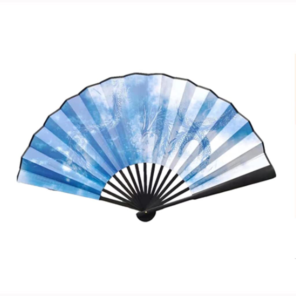 VSULZVNU Faltfächer Handfächer Qinglong Antiker Fächer Faltfächer Jungen Chinesischer Stil Retro Bambus Seidentuch Dosenfächer Stil Antikes Kostüm Hanfu Fan Fan (B) (B)