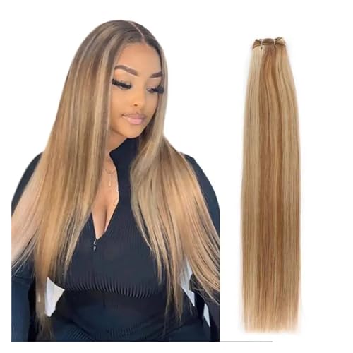 Human Hair Bundles Brasilianische glatte Haarwebart-Bündel, 35,6–71,1 cm, Höhenverhältnis, Remy-Haarverlängerungen, 100 g/Stück human hair weave (Size : 1Pcs/Lot, Color : P12-613_28INCHES)