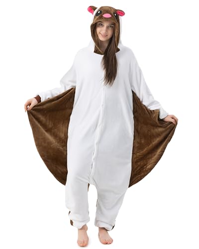 Katara 1744 -Flughörnchen Kostüm-Anzug Onesie/Jumpsuit Einteiler Body für Erwachsene Damen Herren als Pyjama oder Schlafanzug Unisex - viele Verschiedene Tiere