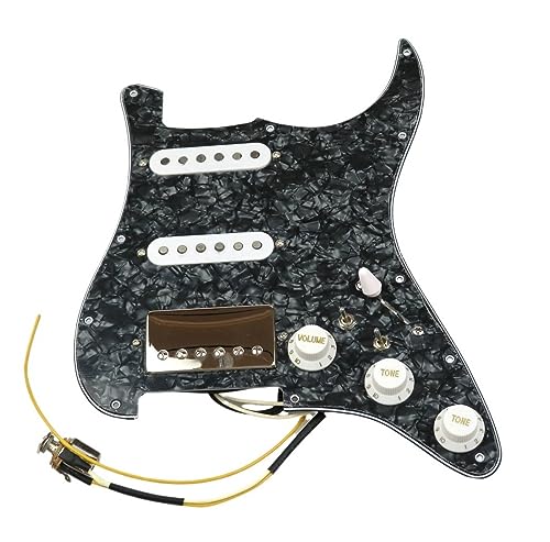 7-Wege-Typ, Voll Bestückte Vorverdrahtete Schlagbrett-Tonabnehmer SSH SSL1 Single-Coil-Humbucker Für St-Gitarre (Color : Bk pickguard)