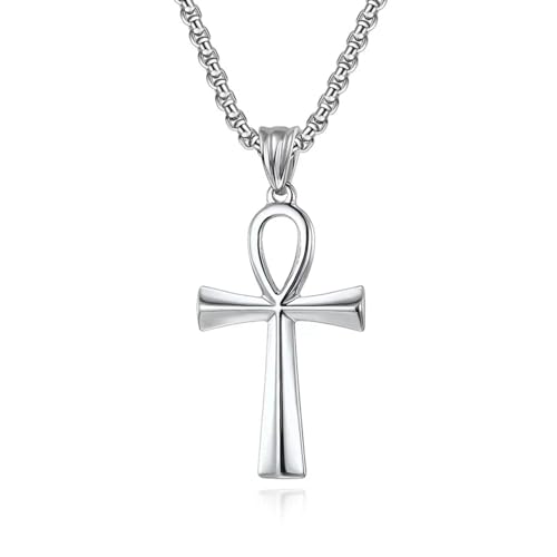 GZHENGZG Herrenhalsketten und Damenschmuck Ankh Kreuz Anhänger Halsketten für Männer und Frauen, einfache Schmuck Accessoires, klassisches Geschenk, polnische High Fashion, Vintage-Geschenk