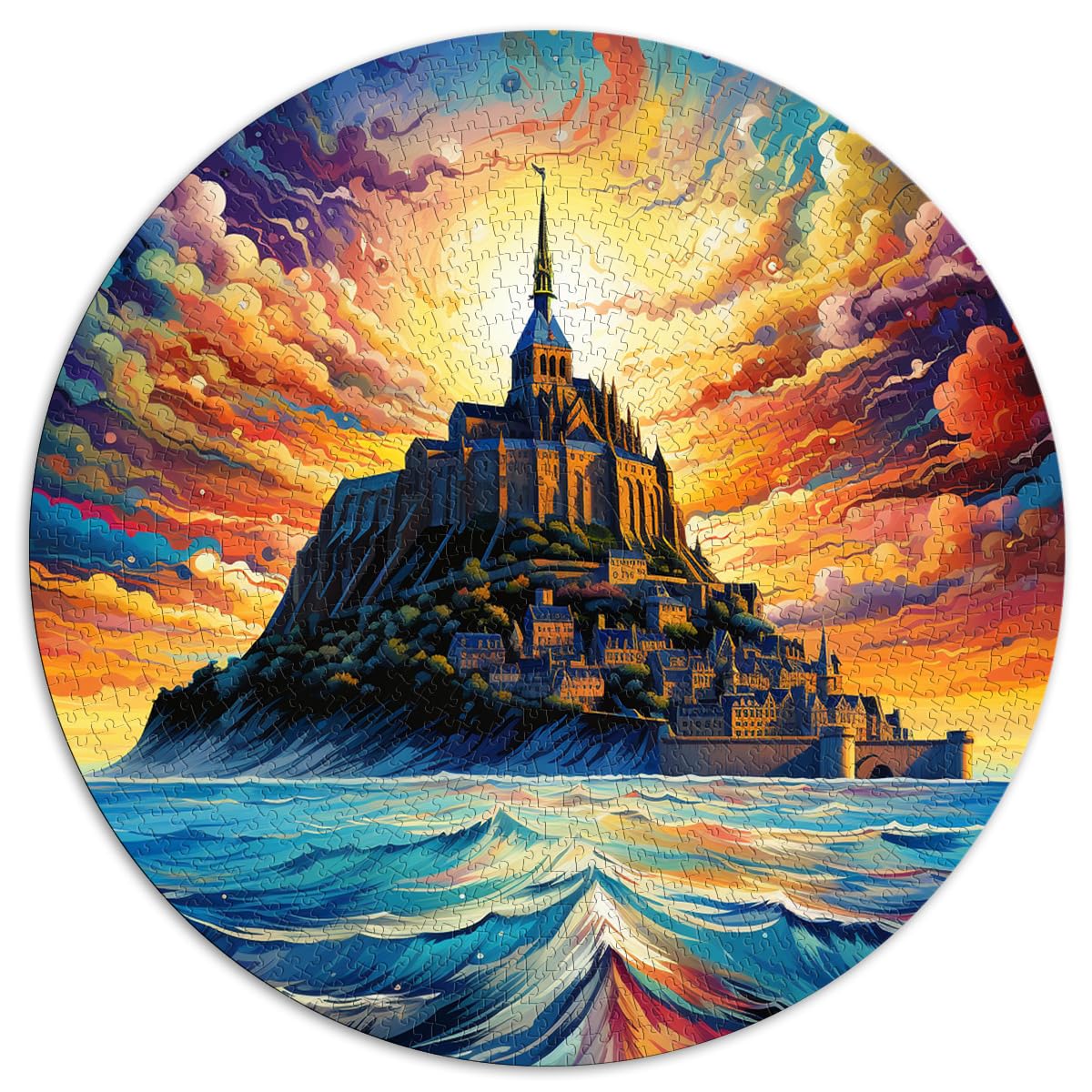 Puzzle für Mont Saint Michel, 1000 Teile, 67,5 x 67,5 cm, Puzzle, Mitmach-Spiel, jedes Teil ist einzigartig – anspruchsvolles, unterhaltsames Spiel für die ganze Familie