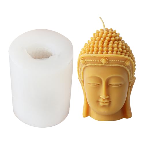 CYILPR Kerzenformen, 3D-Buddha-Kopf-Kerzenform, Silikon, Meditation, Buddha-Kopfform, Kerzen, kreative Kerzenherstellung, Silikonformen