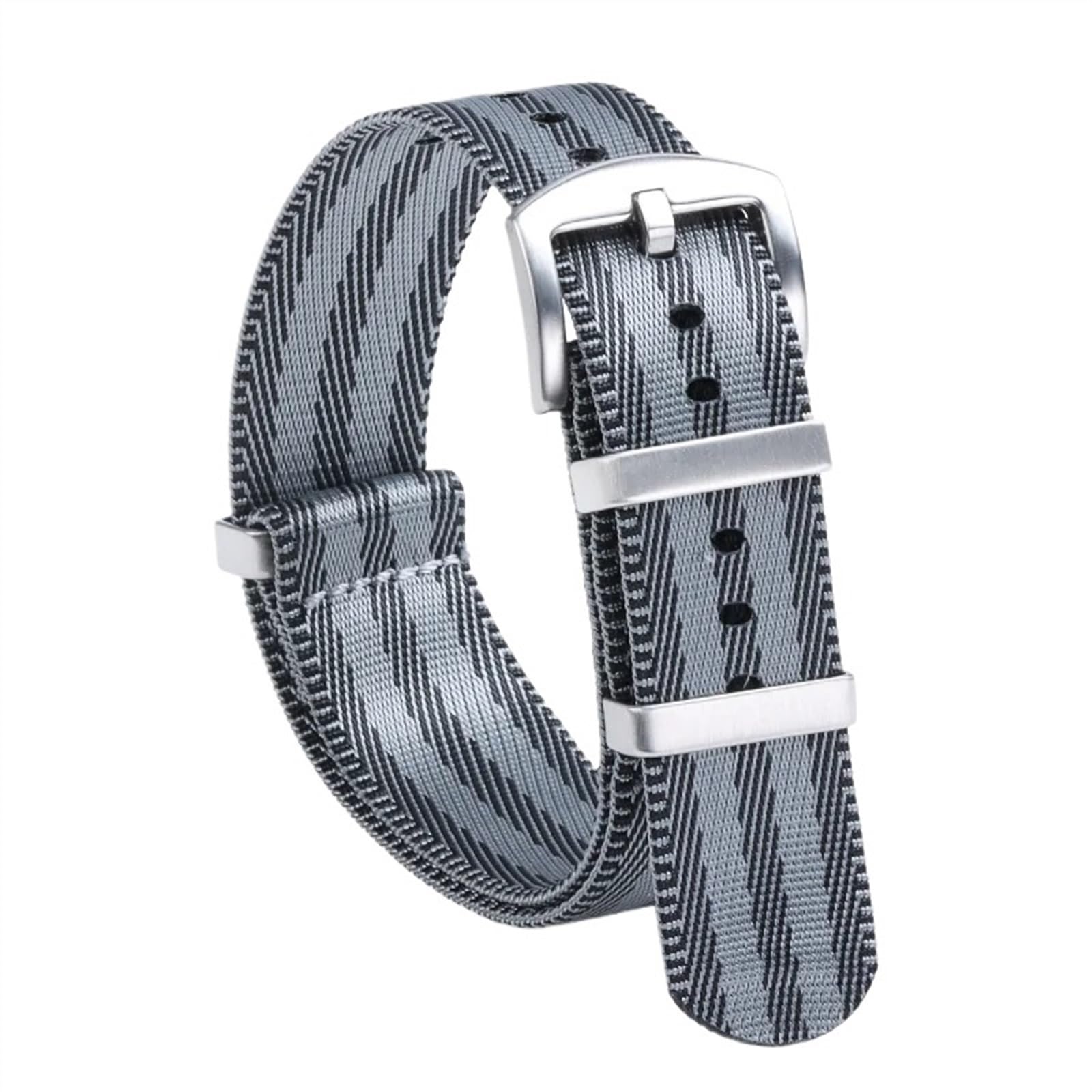 THBGTCNQ 18 mm, 20 mm, 22 mm, Nylon-Uhrenarmband for traditionelle Uhren, sportliches wasserdichtes Armband, Schnellwechsel-Uhrenzubehör(Grey Black,18mm)