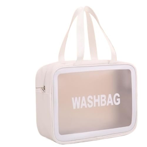 Tragbare Reise-Kulturtasche for Damen, transparent, Make-up-Aufbewahrungstasche, große Kapazität, Kosmetik-Organizer, Beauty-Tasche for Damen Kosmetiktasche Set(Large white)