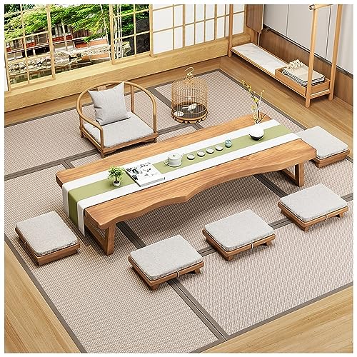 Japanischer Bodentisch, rechteckiger Tatami-Tisch, niedriger Vintage-Teetisch oder Akzentmöbel zum Sitzen auf dem Boden (Größe: 140 x 60 x 35 cm) (120 x 60 x 35 cm) (140 x 60 x 35 cm)