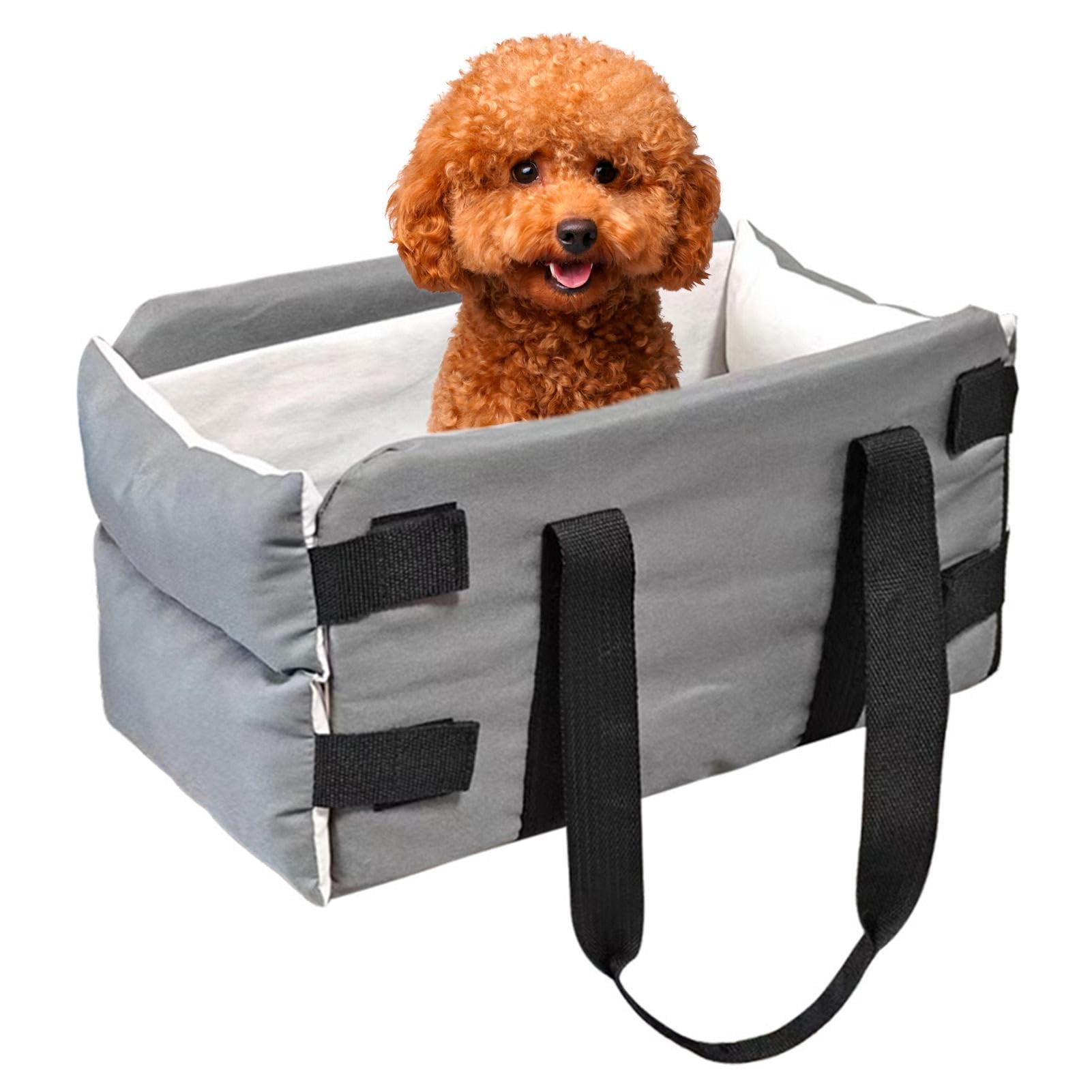 Mittelkonsole Hund Autositz Hund Autositz für kleine Hunde Haustier Abnehmbare Katze Autositz Armlehne Haustier Tragetasche Hund Booster Sitze mit Gurten, Waschbare Armlehne Haustierbett für Katzen,