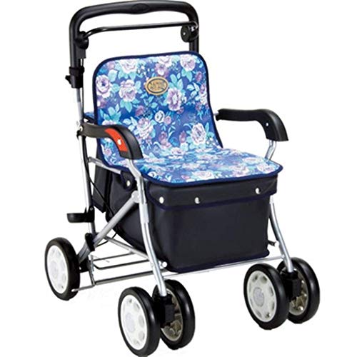 Standard-Walker für ältere Menschen, reiseunterstützter Einkaufswagen, faltbarer Trolley, höhenverstellbar, Vierrad-Walker, Geschenk Comfortable anniversary