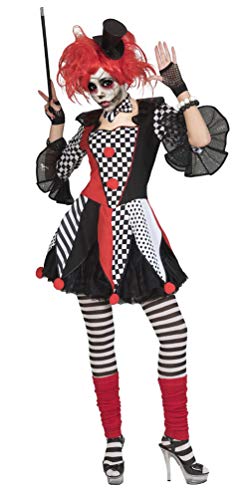 Karneval-Klamotten Horror Clown Kostüm Damen Horror Narr Kostüm schwarz weiß rot Halloween Damen-Kostüm