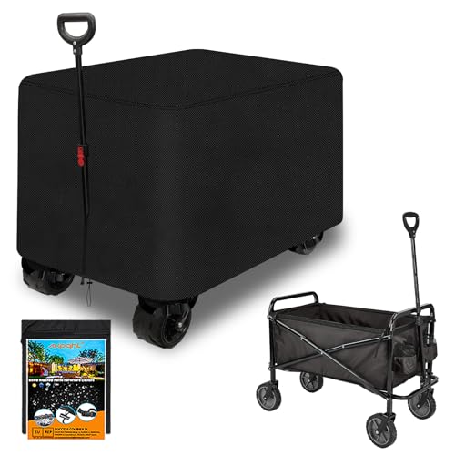 AXPQHL Gartenwagen-Abdeckung, Faltbare Wagenwagen-Abdeckung,600D Oxford-Tuch wasserdicht und UV-beständig Abdeckung für Bollerwagen,gelten Faltbare Wagenwagen,Schwarz 97 * 56 * 51cm