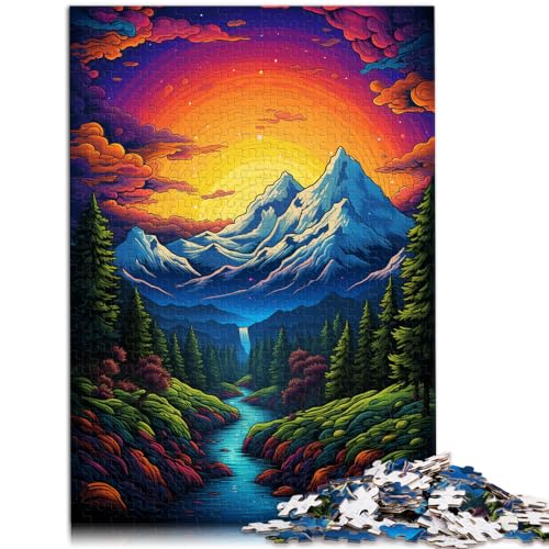 Puzzles Psychedelic Alps 1000-teiliges Puzzle für Erwachsene, Holzpuzzle, jedes Teil ist einzigartig – anspruchsvolles, unterhaltsames Familienspiel, 1000 Teile (50 x 75 cm)