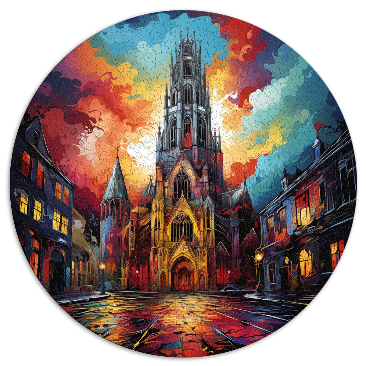 Puzzle Kathedrale Unserer Lieben Frau, 1000-teiliges Puzzle für Erwachsene, 26,5 x 26,5 Zoll, Spiele, Spielzeug, Geschenk mit vollständig ineinander greifenden und zufällig geformten Teilen