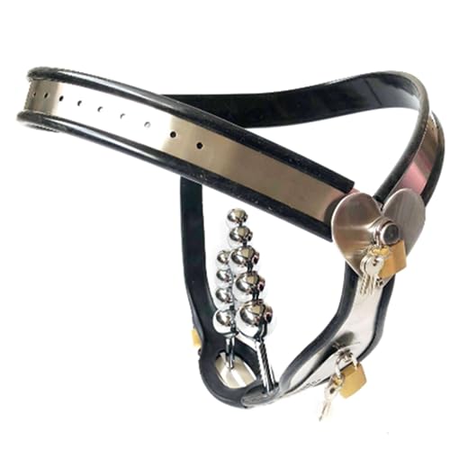 ATTAWA Unsichtbar Keuschheitsgürtel Frau mit Vaginalplug Und Analplug Edelstahl Chastity Belt Damen Sexy Set Höschen Bondage Gerät Privacy Sex Toyset Spielzeug Extrem für Frauen,Schwarz,130/140cm