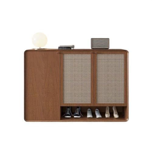 Zhaoj24-05 Platzsparender Schuhschrank Nordic Moderne einfache große kapazität Schuh Schrank Wohnzimmer Hause Wand lagerung kleine Wohnung Foyer Eingang Schrank Schuhaufbewahrung(Walnut Color,120cm)